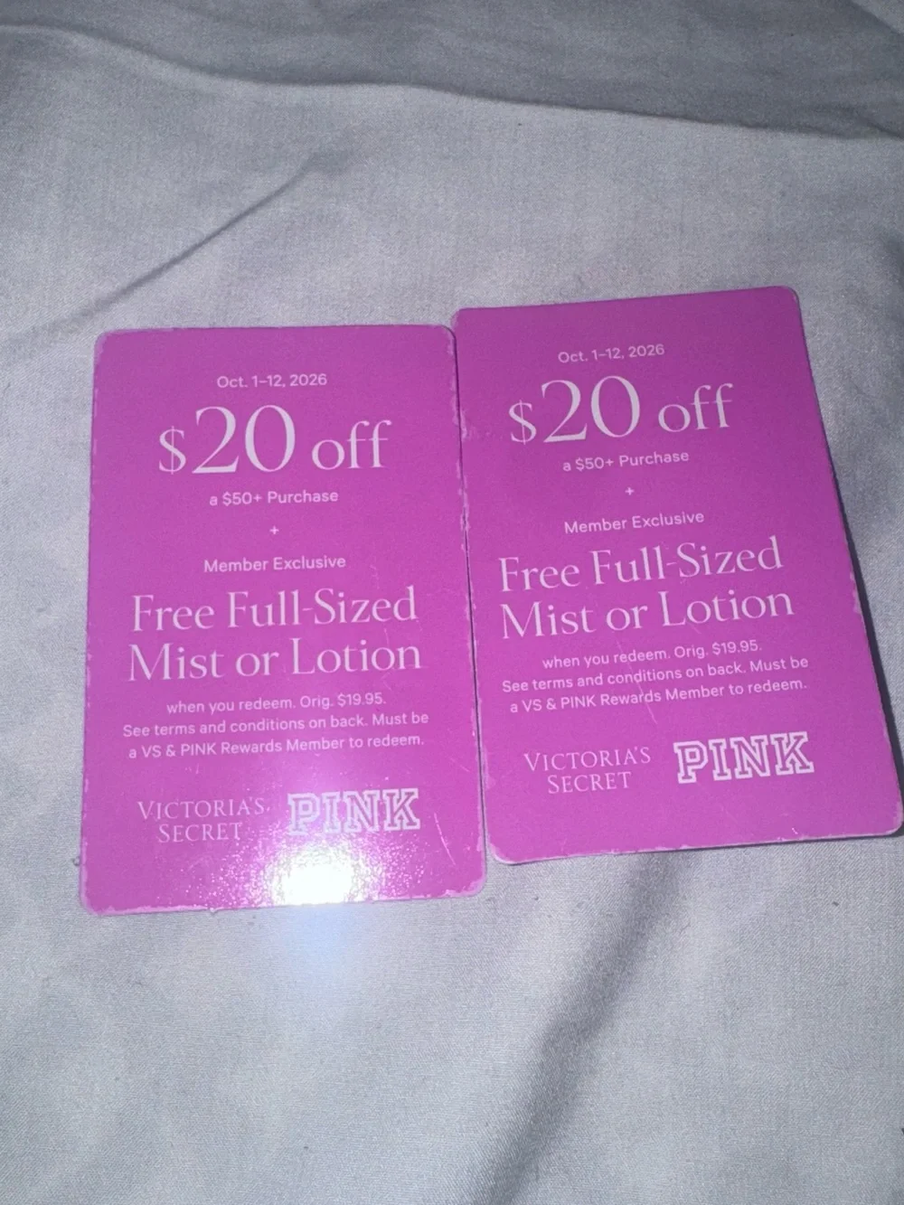 Victoria's Secret PINK Pink $20 Off + Free Full-Sized Mist or Lotion Coupon 2x17